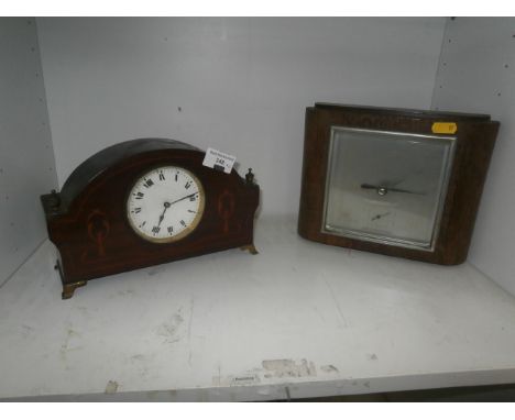barometer and an inlaid mantel clock