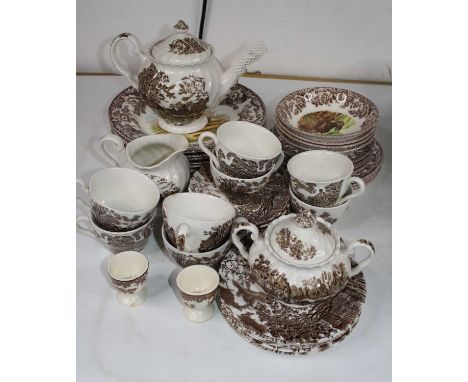 Two boxes of miscellaneous china to include Spode part dinner and tea service in the Woodland pattern