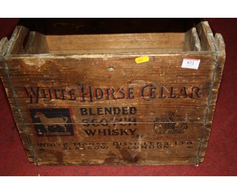 A pine crate for White Horse blended scotch whisky 