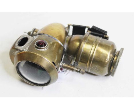 An early to mid 20th century Powell &amp; Hammer 'Vulture' carbide brass cased lamp, h.16cm
