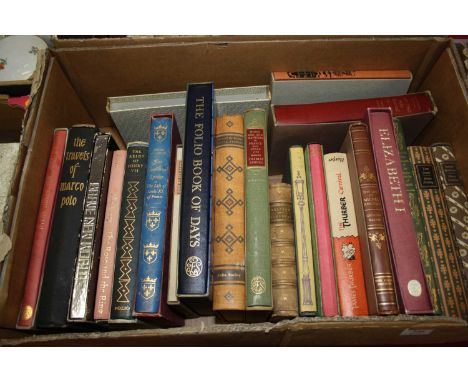 A box of assorted books, principally being Folio Society volumes, to include Elizabeth I and the Folio Book of Days, many in 