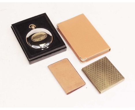 A small collection of miscellaneous items, to include a brown leather and brass mounted pocket cigarette case in original box