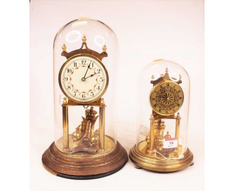 A mid-20th century German lacquered anniversary clock, having a circular enamelled dial with Arabic numerals, under a glass d