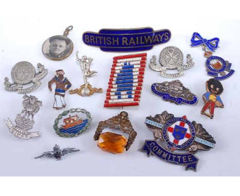 Assorted enamel badges to include British Railways, Trade Union, St John's Ambulance interest, together with sundry costume j