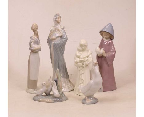 A Royal Worcester porcelain figure Once Upon a Time, together with a large Nao Spanish porcelain figure of a lady in standing