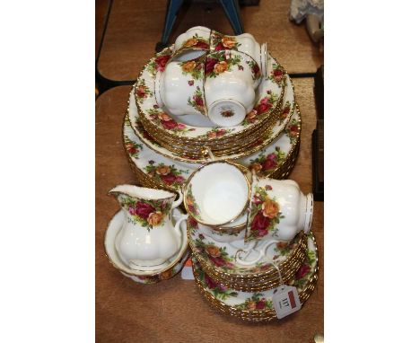 A Royal Albert part tea and dinner service, in the Old Country Roses patternCondition report: Generally good condition throug