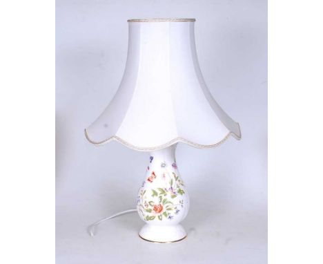 An Aynsley porcelain Cottage Garden pattern table lamp and shade, h.53cm