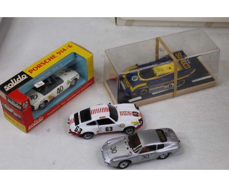 A collection of Solido Eligor and Record diecast models of Porsches