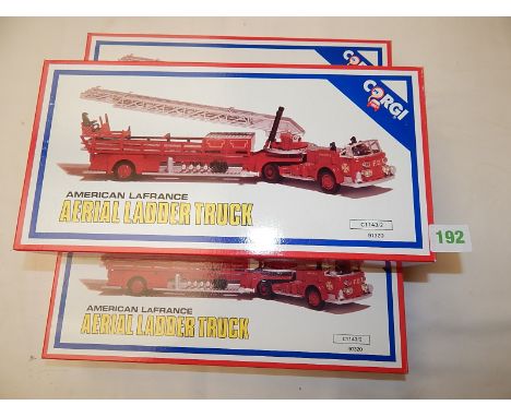 CORGI VGC, BOXED 3 X 97320 AERIAL LADDER TRUCKS