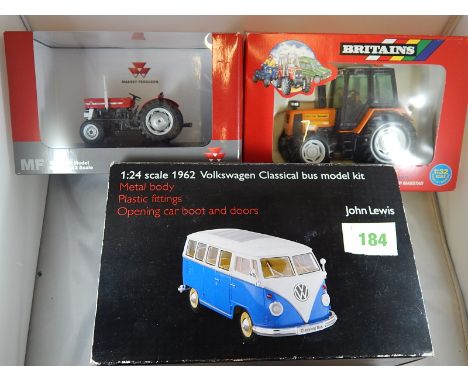 M/F 135 UNIVERSAL HOBBIES TRACTOR, BRITAINS 9493 RENAULT TRACTOR, VOLKSWAGAN CLASSICAL BUS 1/24