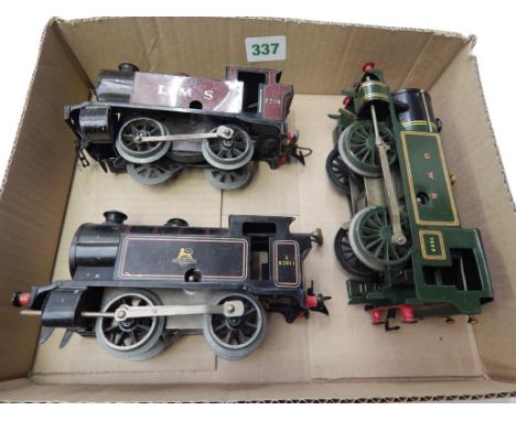 HORNBY O GAUGE EARLY TANK LOCOMOTIVE C/W R/PT, TYPE 40 0-4-0 82011, TYPE 101 LMS 2270 POOR