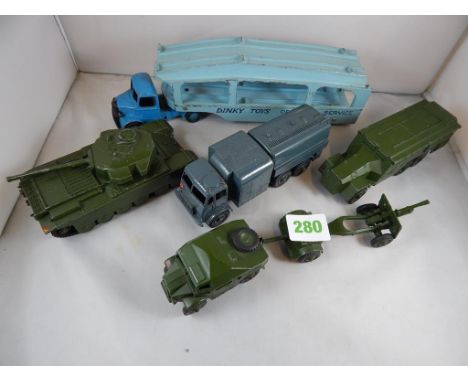 DINKY U/B 642 PRESSURE REFUELLER, 651 CENTURION TANK, 677 ARMOURED CARRIER, 689 & 582 PULLMORE TRANSPORTER ( TAIL GATE MISSIN