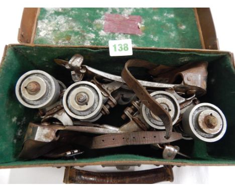 OLD CASED SET OF ROLLER SKATES ' SAMUEL WINSLOW'