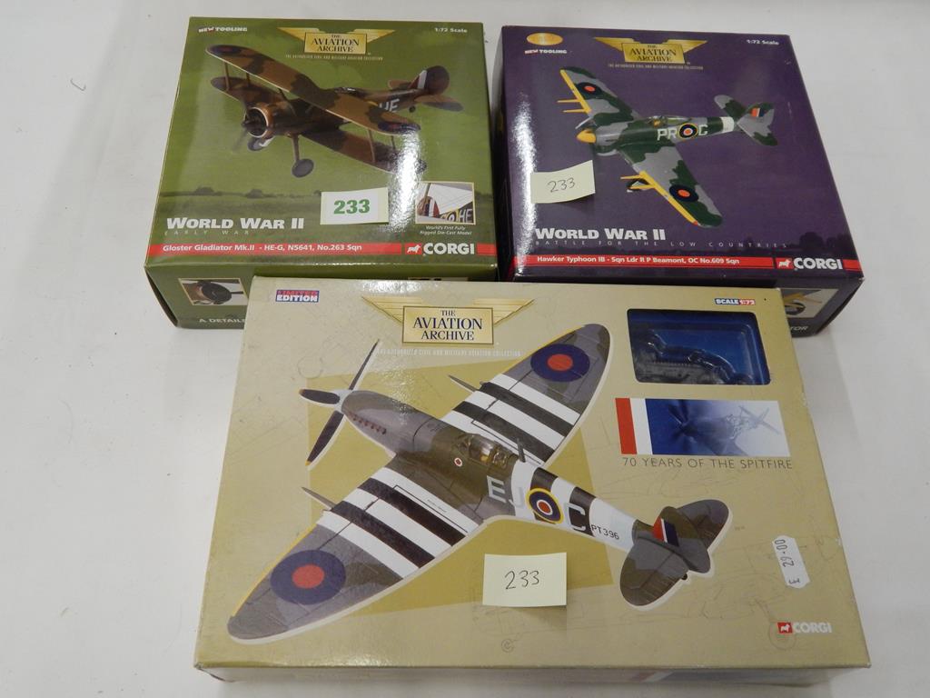 CORGI BOXED : WW2 GLOSTER GLADIATOR MK II AA36201, WWR2 TYPHOON 1B AA ...