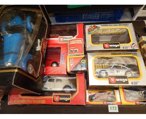 BURAGO BUGATTI 1/18 & 9 OTHER BOXED BURAGO VEHICLES