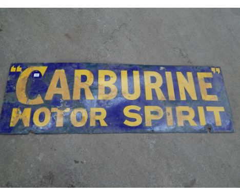 ENAMEL ADVERTISING SIGN CARBURINE MOTOR SPIRIT 54" X 18" LUTON PALMERS GREEN