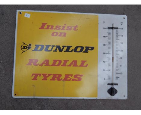 ADVERTISING SIGN, DUNLOP RADIAL TYRES WITH THERMOMETER A/F