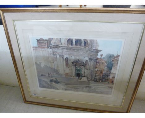 After Russell Flint - a Continental square with figures  print  bears a pencil signature & blindstamp  21'' x 28'' in a gilt 