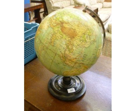 A modern Phillips terrestrial globe, on a turned ebonised plinth  18''h       CA