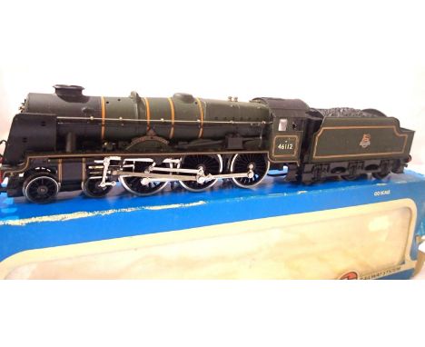 Airfix Royal Scot, refinished as 46112, Sherwood Forester, Green, Early Crest, detailed, in good condition, box poor. P&amp;P