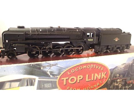 Hornby R864, Class 9F, Black, Late Crest, 92001, in very good condition, box poor. P&amp;P Group 1 (£14+VAT for the first lot