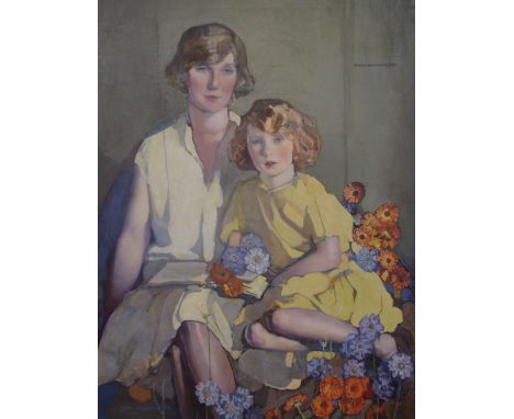 NORAH NEILSON GRAY RSW (Scottish 1882 - 1931) PORTRAIT OF MRS A.J. FLEMING AND HER DAUGHTER MORAGH Oil on canvas, signed, 127