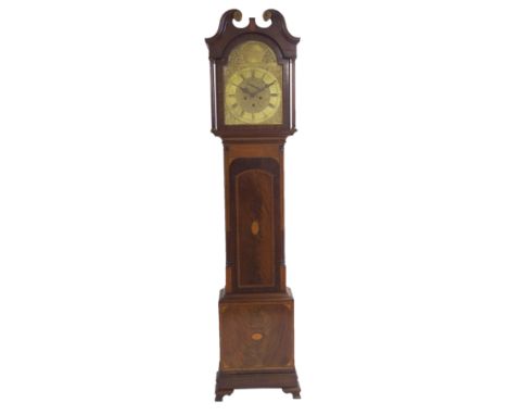 A mahogany longcase clock the brass dial inscribed Rob Dalgliesh, Falkirk, surrounded by dolphin and foliate spandrels, secon
