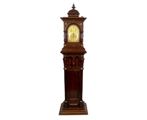 A Victorian oak bracket clock by John Boyd, Glasgow, the brass and silvered dial with masks and foliate scrolls, chiming on e