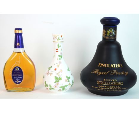 Findlater's Royal Prestige 25 Year Old Wedgwood Decanter in Wedgwood Wild Strawberry pattern ceramic decanter with wooden cas