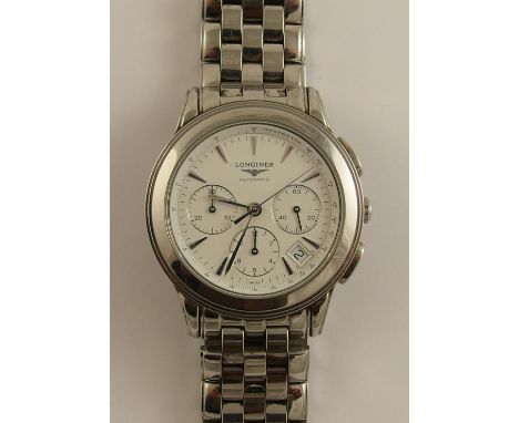 A gents Longines Flagship Automatic stainless steel Chronograph watch registered model number L4718.4 31032692 in original bo
