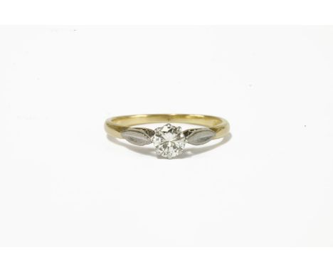 A gold single stone diamond ring, marked 18ct and plat, estimated carat weight 0.46ct2.67g