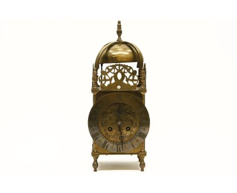 A modern brass lantern clock, with French platform movement, 30.5cm high