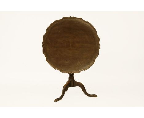 A mahogany tripod table the top with piecrust edge, 83cm diameter x 72 cm high