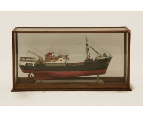Boston Arrow, Lowestoft, a model of a North sea fishing trawler, in a case, 115cm wide, 35cm deep, 57.5cm high