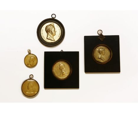 A George IV commemorative gilt medal, by T Wyon commemorating his coronation 1821, together with a medallion presented by Ben