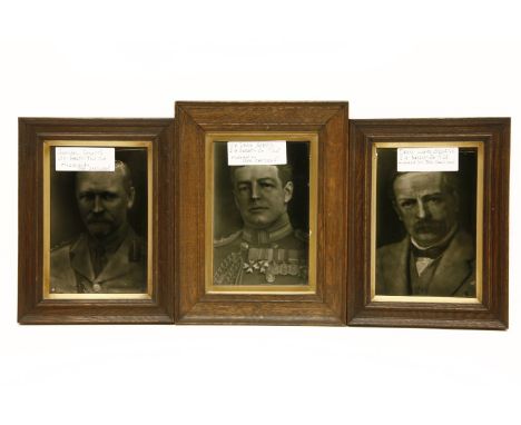 Three portrait tiles, designed by George Cartlidge, featuring David Lloyd George, Sir David Beatty and General Smutts each ap