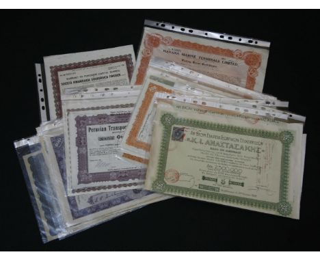A quantity of vintage share certificates, to include Havana Marine Terminals Ltd., Wisconsin Investment Co., Magma Copper Co.