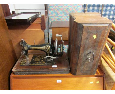 FRISTER AND ROSSMANN MANUAL SEWING MACHINE, IN A FITTED MAHOGANY CASE A/F