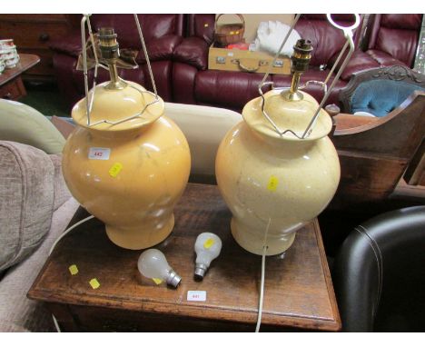 PAIR OF CERAMIC TABLE LAMPS* (TWO PLUGS REQUIRED)
