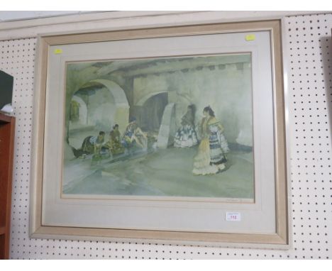 FRAMED AND GLAZED PRINT AFTER WILLIAM RUSSELL FLINT - UNWELCOME OBSERVERS, SIGNED IN PENCIL