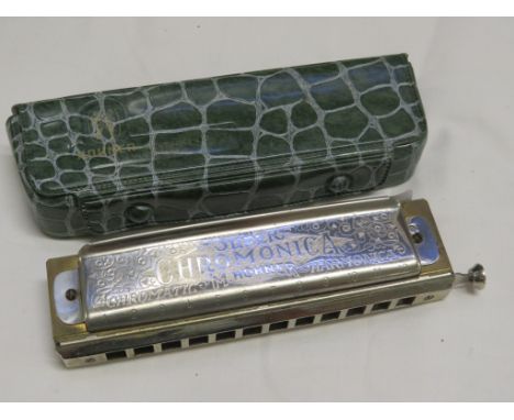 M HOHNER SUPER CHROMONICA HARMONICA WITH VINYL CASE