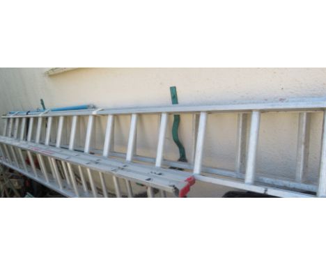 TWO SECTION ALUMINUM LADDER WITH STAYS
