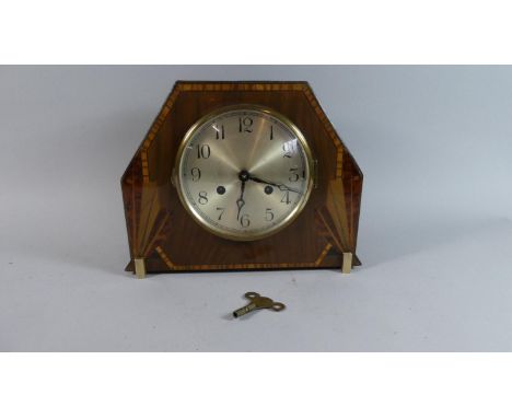 An Art Deco Inlaid Mantle Clock, 29cm Wide 