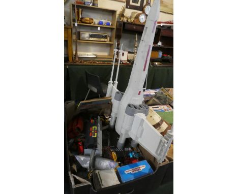 A Box of Various Vintage Toys to Include Star Wars X-wing, Diecast Toys etc 