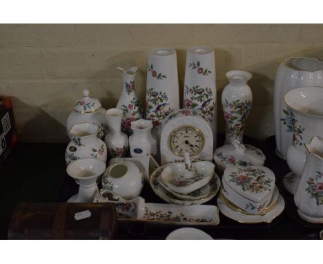 A Tray Containing Large Quantity of Aynsley Pembroke Items to Include Mantle Clock, Vases, Candle Sticks 