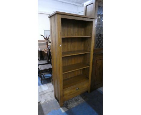 A Modern Four Shelf Open Bookcase with Base Drawer, 90cm Wide 