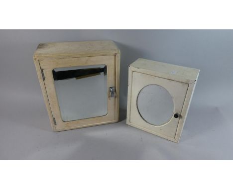 One Metal and One Wooden Vintage Mirror Fronted Medicine Cabinets 