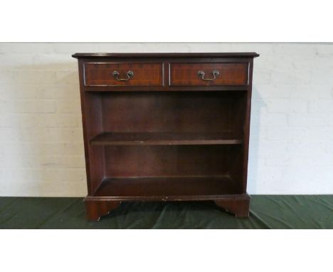 A Mahogany Two Shelf Open Bookcase with Two Top Drawers, 76.5cm Wide 