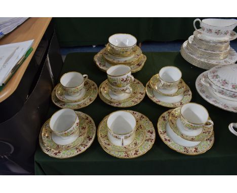 A Collection of Hammersley Floral Pattern Teawares to Include Seven Trios, Two Cake Plates, Saucers and Sugar Bowl 