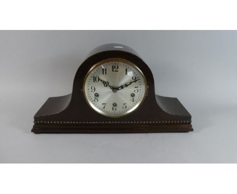 An Edwardian Oak Napoleon Hat Westminster Chime Mantle Clock 